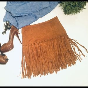 Fornia Faux Suede Fringe Skirt